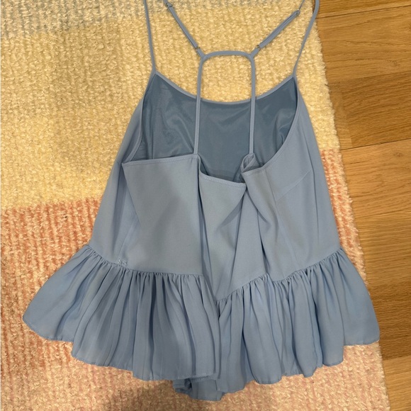 Light Blue Ruffle Hem Tank Top - Picture 2 of 3